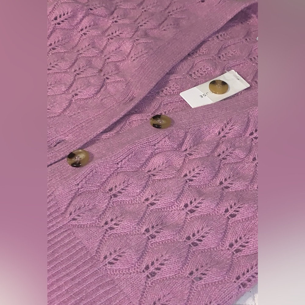 NEW! Pink Rose Lilac Soft As Heck Button Up Semi Crop Puffer Sweater - Picture 5 of 9